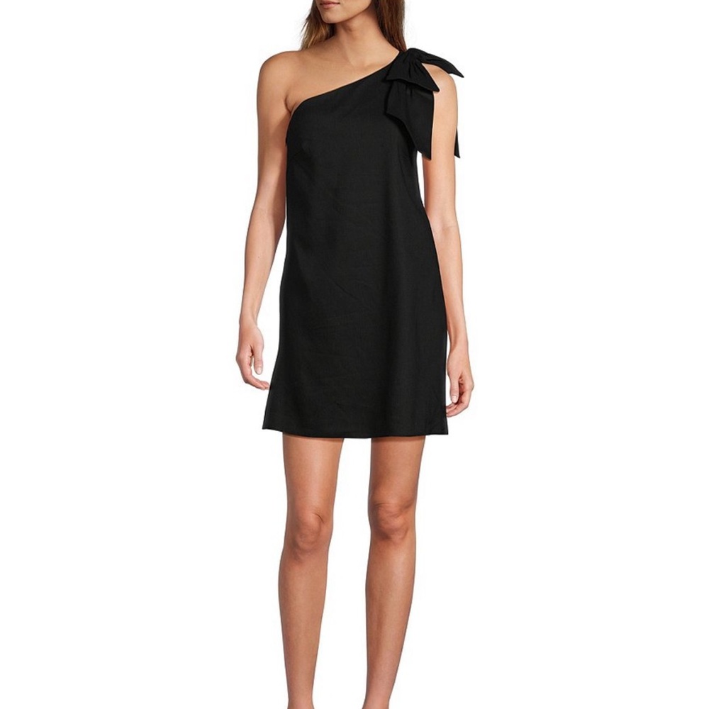 ANTONIO MELANI Black One-Shoulder Charlie Linen Dress Size 0 NWT Summer Casual